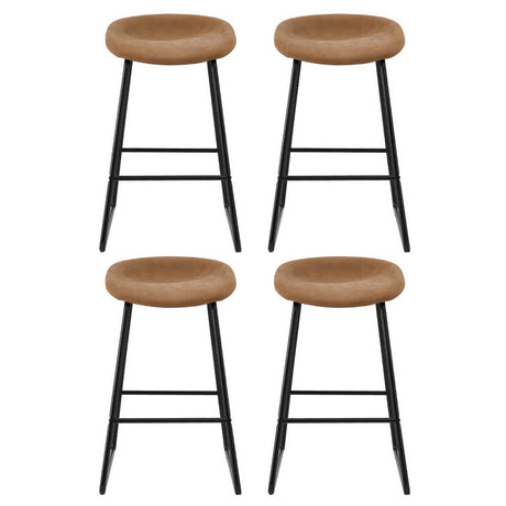 Artiss 4x Bar Stools Kitchen Dining Chairs Counter Stool PU Leather Metal Brown