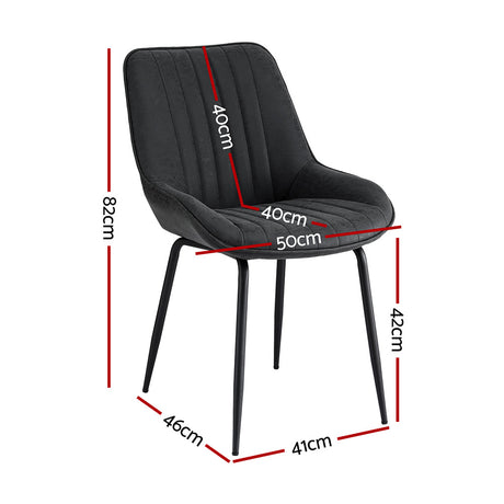 Artiss 4x Dining Chairs Retro PU Leather Kitchen Lounge Cafe Accent Chair Black