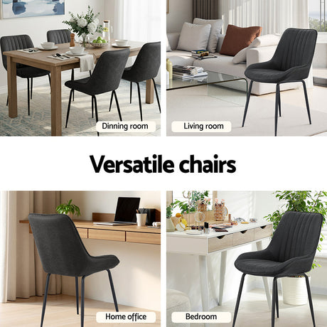 Artiss 4x Dining Chairs Retro PU Leather Kitchen Lounge Cafe Accent Chair Black