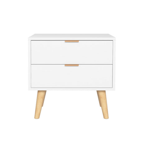 Artiss Bedside Table 2 Drawers - White