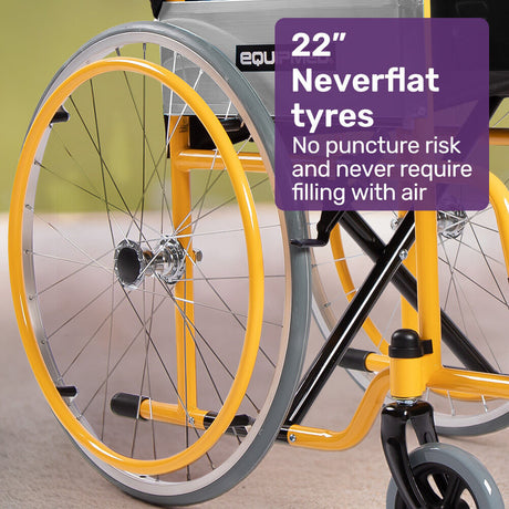 EQUIPMED Kids Paediatric Wheelchair, 100kg Rated, 110-140cm Rider Height, Quick Folding, Adjustable Footrests, 22