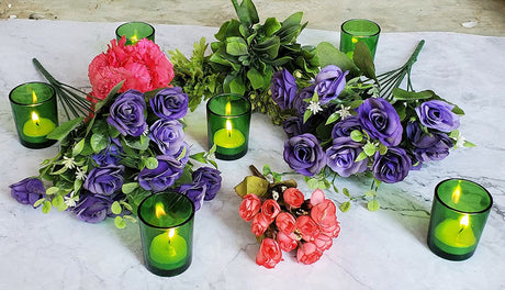 10 Pack Green Glass Votive Candle Holders Table Centreoieces Xmas Wedding Anniversary Event Recption Party Function or Home Decor