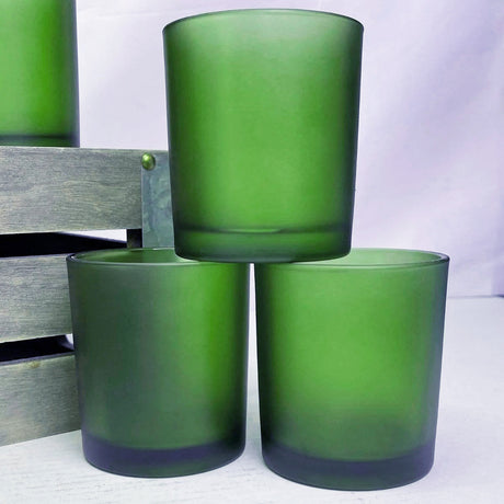 10 Pack Green Frosted Glass Votive Candle Holders Table Centreoieces Xmas Wedding Anniversary Event Recption Party Function or Home Decor