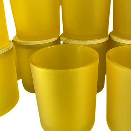 10 Pack Yellow Frosted Glass Votive Candle Holders Table Centreoieces Xmas Wedding Anniversary Event Recption Party Function or Home Decor