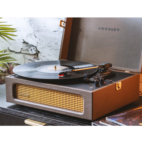 Crosley Voyager Bluetooth Portable Turntable - Cocoa + Bundled Crosley Record Storage Display Stand