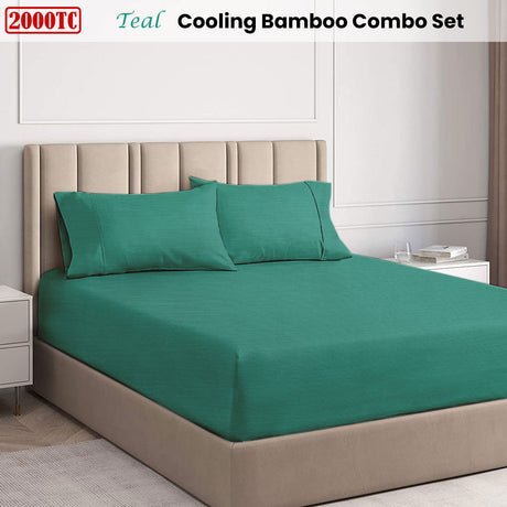 Ramesses Teal 2000TC Cooling Bamboo Combo Set