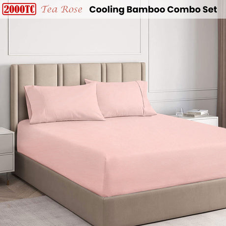 Ramesses Tea Rose 2000TC Cooling Bamboo Combo Set