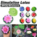 9pcs Simulation Lotus Flowers Leaves Water Lily Pond Fish Tank Decoration