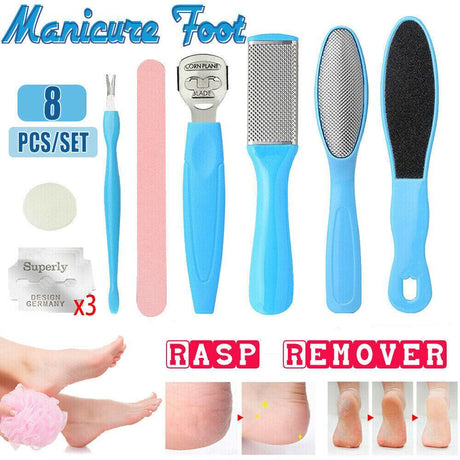 8Pcs Manicure Foot Rasp File Hard Dead Skin Remover Pedicure Peeling Tools Kit