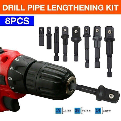 8PCS Power Drill Socket Adapter Extension Set Impact Nut Driver Hex Bit Tool Kit