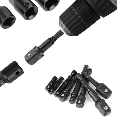8PCS Power Drill Socket Adapter Extension Set Impact Nut Driver Hex Bit Tool Kit