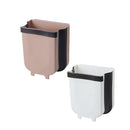 9L Hanging  Bin Wall Mounted Folding Waste Bin Kitchen Dining Cabinet Trash Can - Khaki