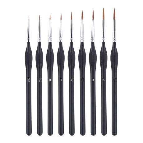 9PCS Fine Detail Paint Brush Set for Watercolour Gouache Acrylic Miniature Art