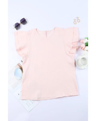Azura Exchange Tiered Ruffled Short Sleeve Blouse - S