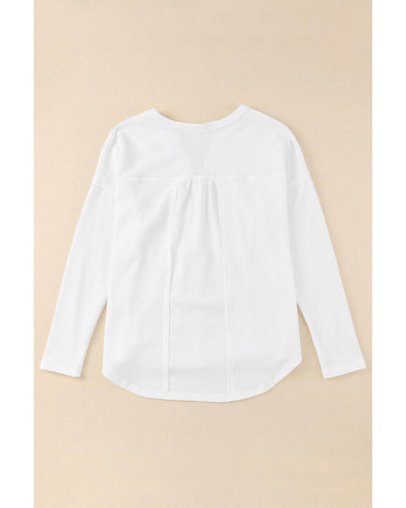 Azura Exchange Waffle Knit Half Button Henley Top