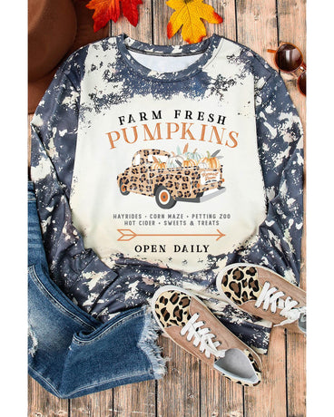 Azura Exchange Graphic Bleached Top with Farm Fresh Pumpkins - S