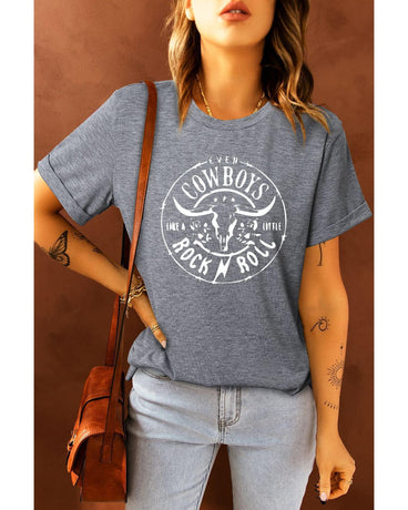 Azura Exchange Steer Head Pattern Print Short Sleeve Graphic Tee - 2XL