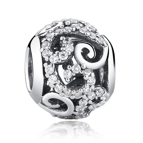 925 Sterling Silver Diamond Inlaid Bead Bracelet Accessory