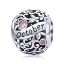 925 Sterling Silver Diy Birthstone Bracelet & Necklace Set October Style - October