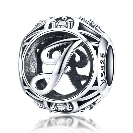 925 Sterling Silver 26 English Letter Beads For Diy Bracelets & Necklaces Style - J