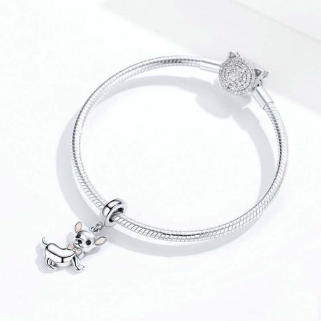 925 Sterling Silver Chihuahua Charm Pendant For Diy Bracelets