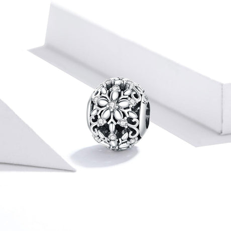 925 Sterling Silver Snowflake Beads For Diy Bracelets & Necklaces