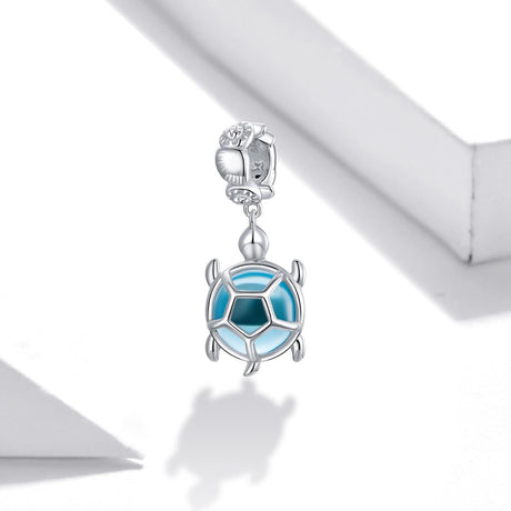 925 Sterling Silver Blue Turtle Pendant For Diy Bracelets & Necklaces