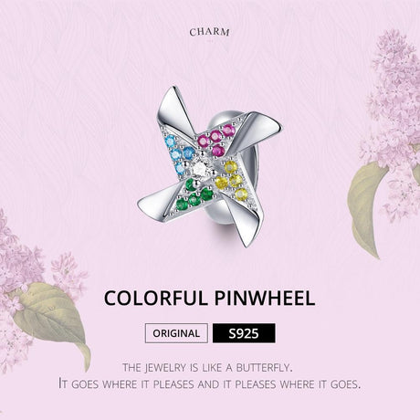 925 Sterling Silver Colorful Windmill Beads For Diy Bracelets & Necklaces