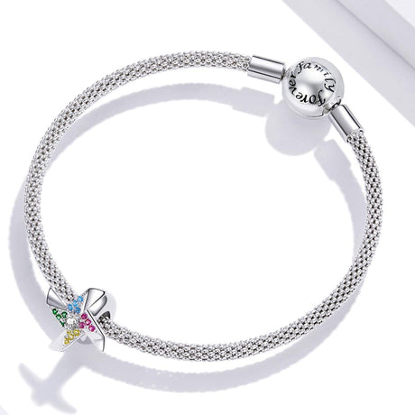 925 Sterling Silver Colorful Windmill Beads For Diy Bracelets & Necklaces