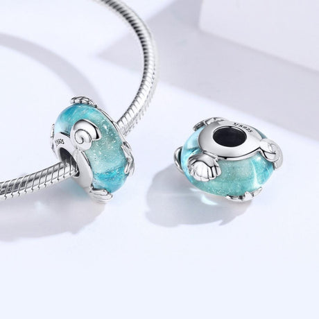 925 Sterling Silver Ocean Star Pendant Bracelet With Blue Glass Bead