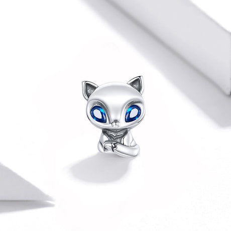 925 Sterling Silver Charming Fox Bead For Diy Bracelets & Necklaces