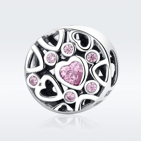 925 Sterling Silver Geometric Heart Shaped Hollow Beads For Diy Jewelry