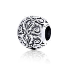 925 Sterling Silver Retro Flower Texture Beads For Diy Bracelets & Necklaces