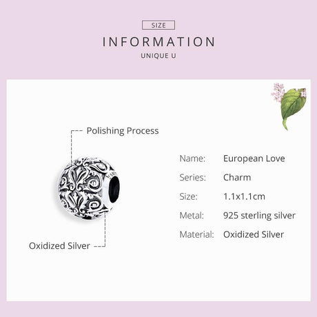 925 Sterling Silver Retro Flower Texture Beads For Diy Bracelets & Necklaces