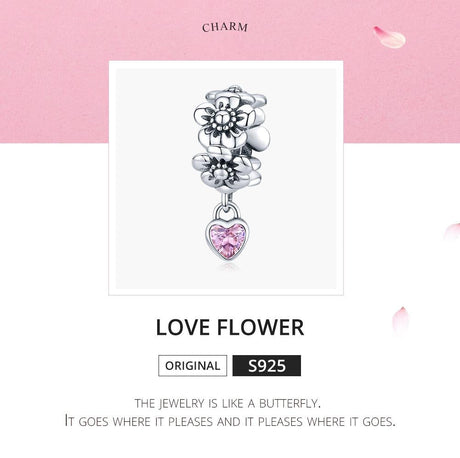 925 Sterling Silver Flower Bead Bracelet Charms
