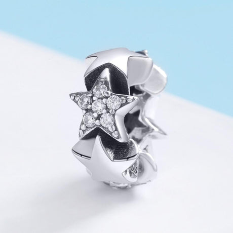 925 Sterling Silver Zircon Inlaid Star Necklace / Bracelet Pendant