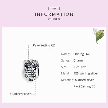 925 Sterling Silver Owl Beads For Diy Bracelets & Necklaces
