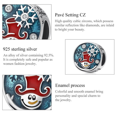 925 Sterling Silver Clown Snowman Beads For Diy Bracelets & Necklaces