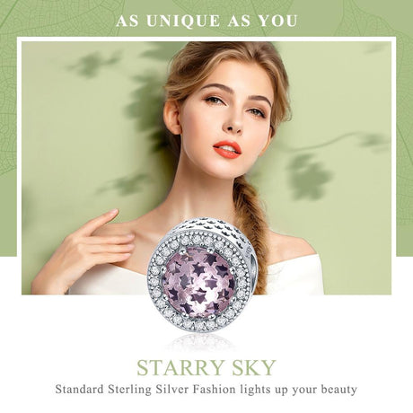 925 Sterling Silver Starry Sky Beads For Diy Bracelets & Necklaces