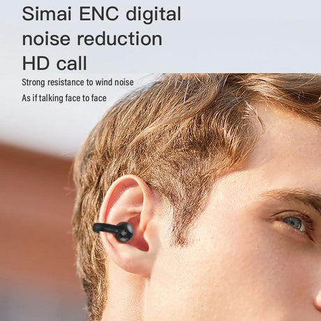 Touch Bone Conduction Bluetooth Earphone with Charging Warehouse - Ear Clip Type - Black