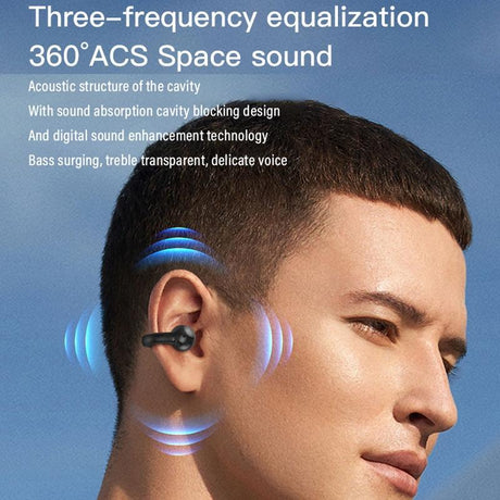 Touch Bone Conduction Bluetooth Earphone with Charging Warehouse - Ear Clip Type - Black