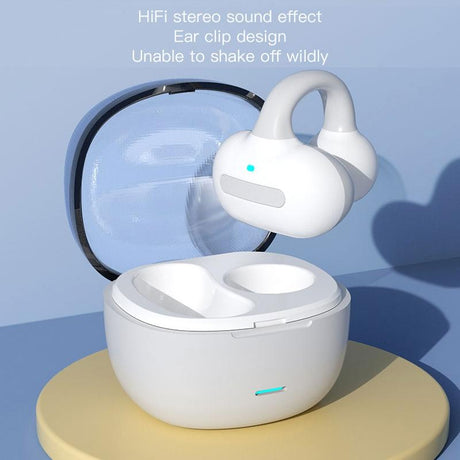 Touch Bone Conduction Bluetooth Earphone with Charging Warehouse - Ear Clip Type - Black