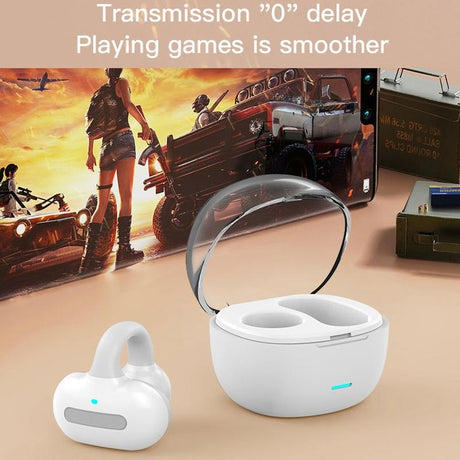 Touch Bone Conduction Bluetooth Earphone with Charging Warehouse - Ear Clip Type - Black