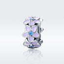 925 Sterling Silver Purple Flower Bracelet With Diamond Beads