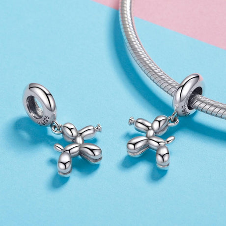 925 Sterling Silver Balloon Dog Charm For Diy Bracelets Style - Bead