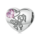 925 Sterling Silver Sisters Love Heart Zircon Bracelet