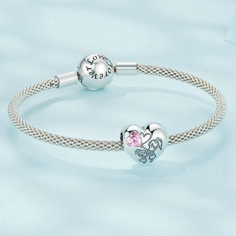 925 Sterling Silver Sisters Love Heart Zircon Bracelet