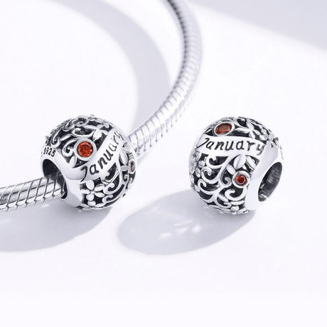 925 Sterling Silver Diy Birthstone Bracelet & Necklace Set January Style - January
