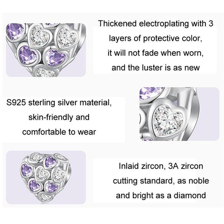 925 Sterling Silver Heart Infinity Bracelet With Zirconia Beads
