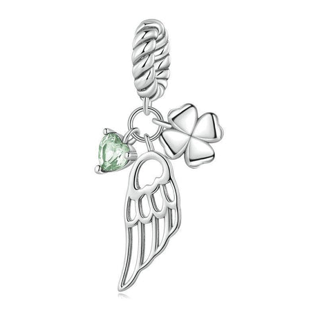 925 Sterling Silver Zircon Clover Bracelet With Hollow Wings